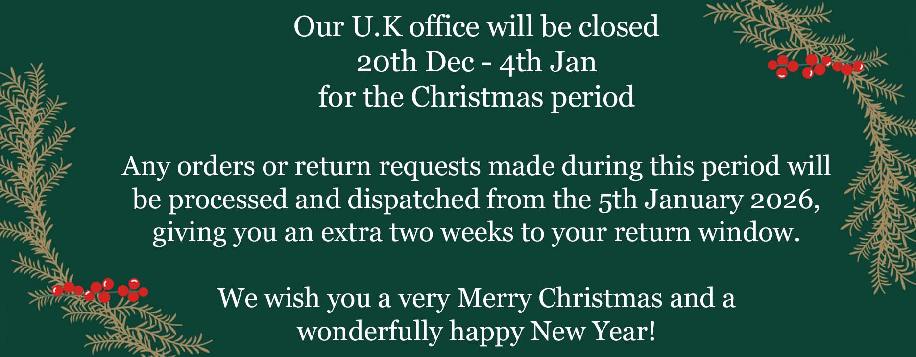 Christmas closing dates